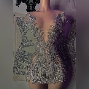 Embellished Silver Sequin Evening Dress *Custom Made*